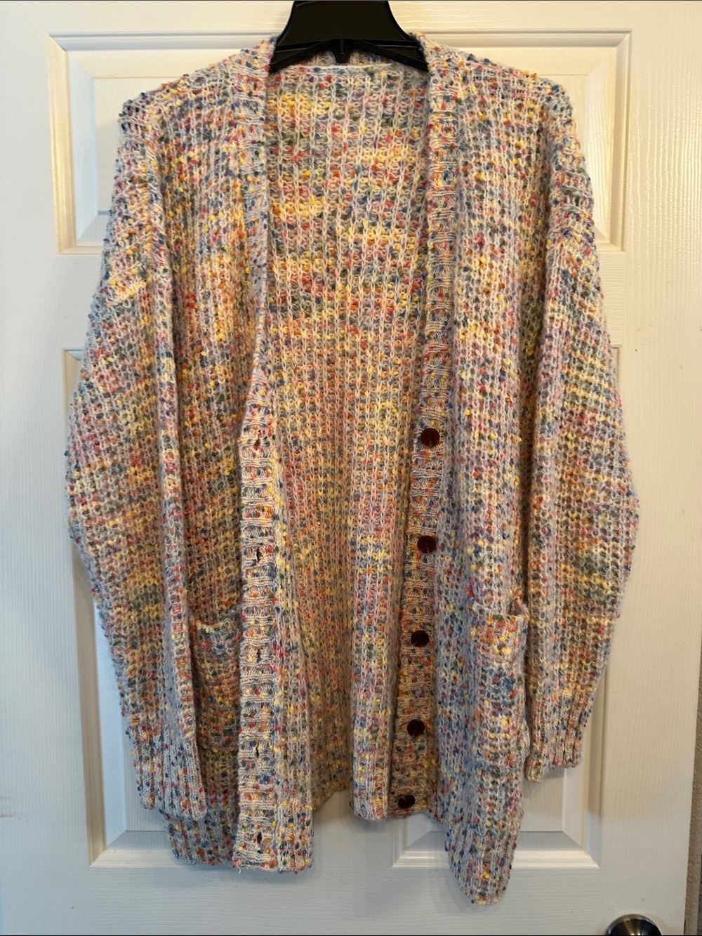 Chunky Multicolor Speckled Knit Cardigan